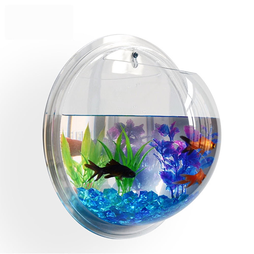 Modern Home Fish Bubble Aquarium - Deluxe Acrylic Wall Mounted Fish Tank  w/Bonuses