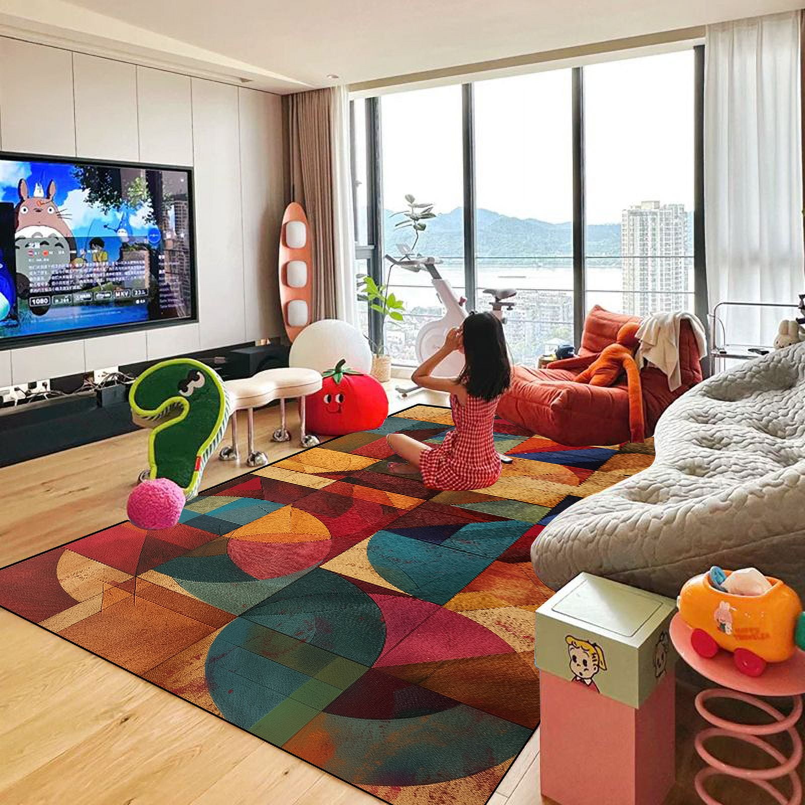 Geometric Carpets For Living Room Decor Rug Modern bedroom Bedside Floor Mats  Bathroom main image 1