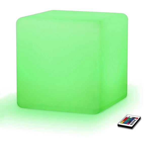 Vandue LED Light-Up Cube Furniture | Rechargeable, Remote Controlled, Waterproof | Stool, Ottoman, Side Table | Indoor/Outdoor