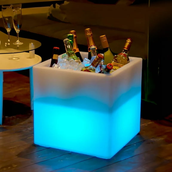 Modern Home LED Glowing Ice Bucket Cooler w/Infrared Remote Control