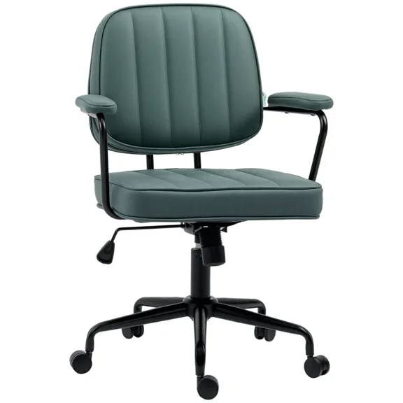 Modern Home Office Chair with Adjustable Height, Tilt Function, Swivel Base and Armrests, Green