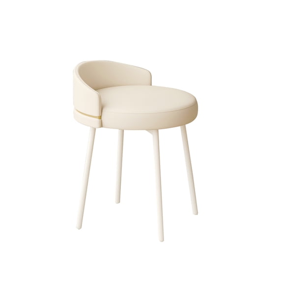 Modern Home Office Decor Vanity Chair, Gold Metal Legs Makeup Stool, Unique Backrest Armless Design, Stable Base Easy Assembly for Bedroom Salon