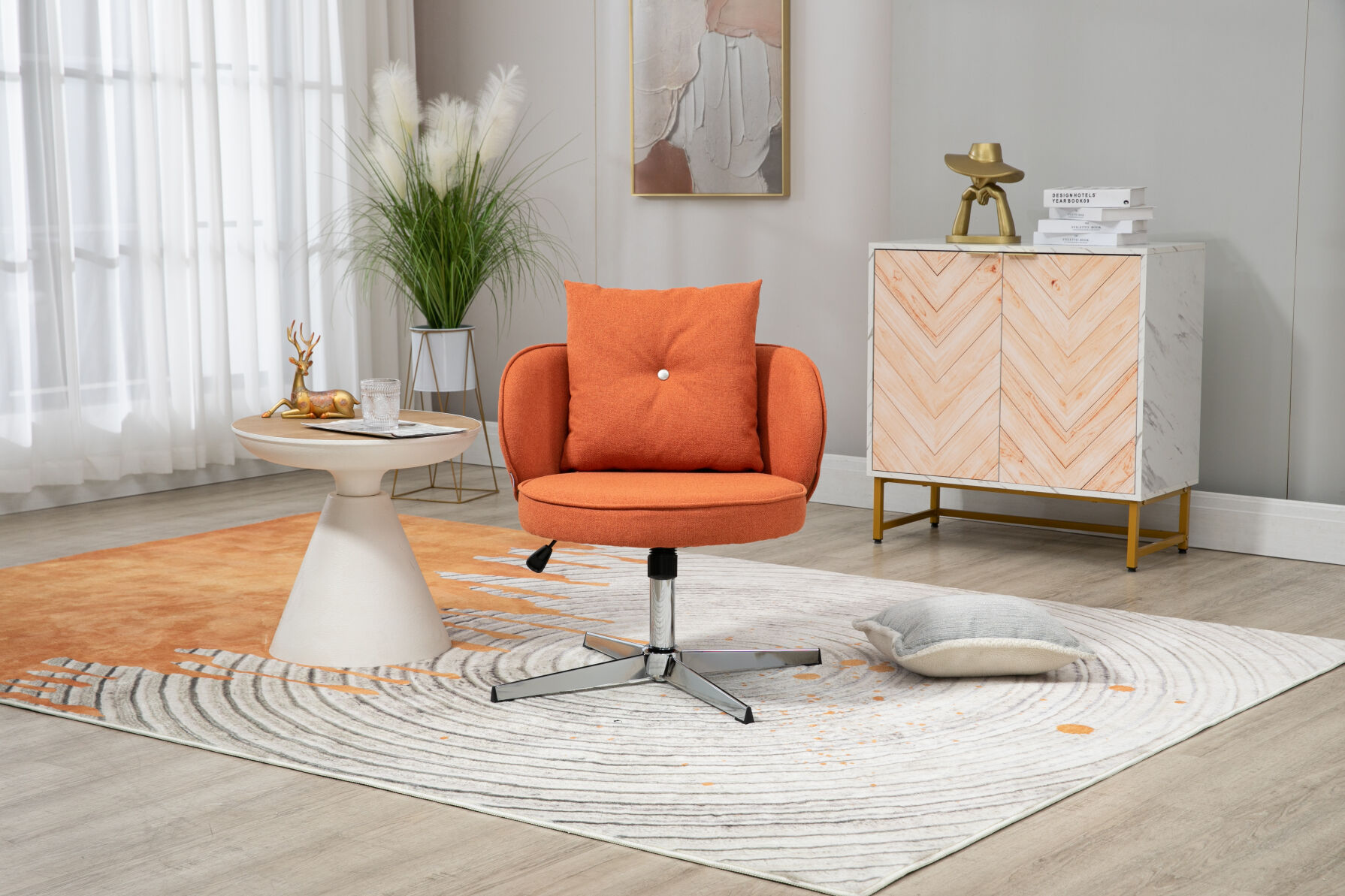 Modern Home Office Desk Chair, 360° Swivel Vanity Chair with Backrest ...