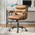thumbnail image 1 of Modern Home Office Desk Task Chair Adjustable and Faux Leather Upholstered Camel, 1 of 10