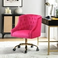 thumbnail image 1 of Modern Home Office Task Chair Swivel Rolling Computer Velvet Fabric Gold Legs Makeup Vanity Chairs Adult Bedroom Fushia, 1 of 8