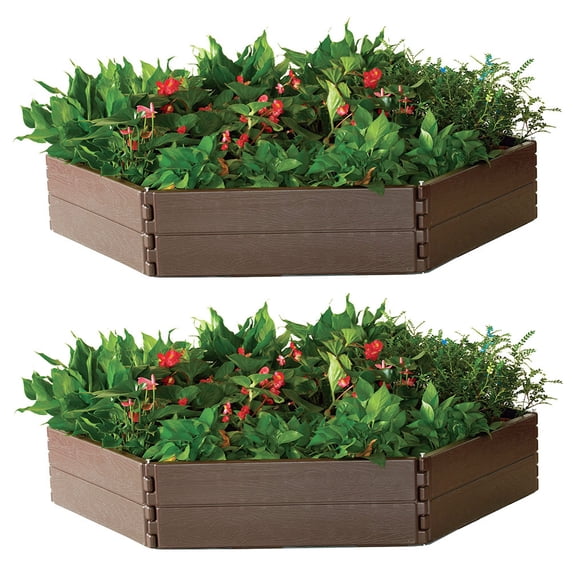 Modern Home Raised Garden Bed Kit - Stackable Hexagon Modular Flower/Planter Kit (Set of 2)