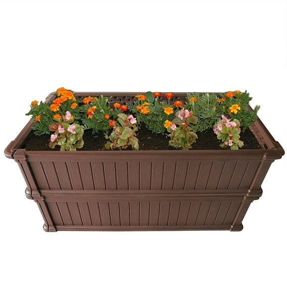 Modern Home Raised Garden Bed Kit - Stackable Modular Flower/Planter Kit (4'x2' Brown, Set of 2)