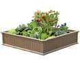 thumbnail image 1 of Modern Home Raised Garden Bed Kit - Stackable Modular Flower/Planter Kit (4'x4' Brown, Single), 1 of 6