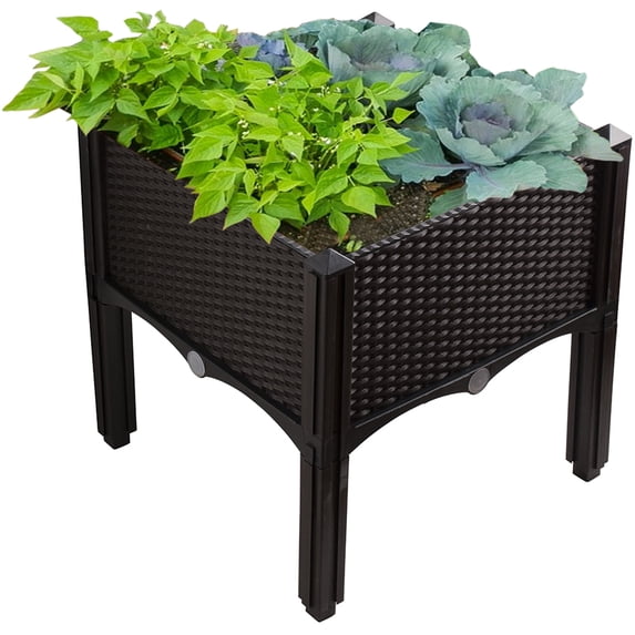 Modern Home Raised Planter Kit - Stackable Modular Flower/Garden Bed Kit (Brown)