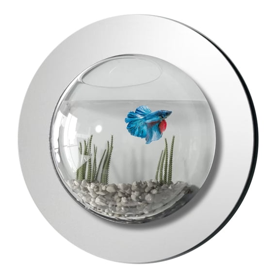 Modern Home Reflection Fish Bubble Aquarium - Deluxe Mirrored Wall Mounted Fish Tank