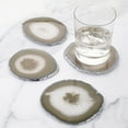 thumbnail image 1 of Modern Home Set of 4 Natural Agate Stone Coasters - Natural w/Silver Edge, 1 of 2