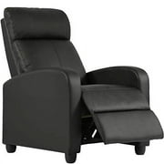 Modern Home Theater Recliner in Faux Black Leather Manual