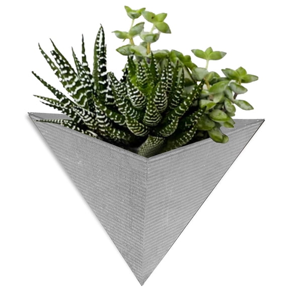 Modern Home Triangle Living Wall Mounted Galvanized Steel/Zinc Succulent/Herb Planter (Aged Zinc, Single)