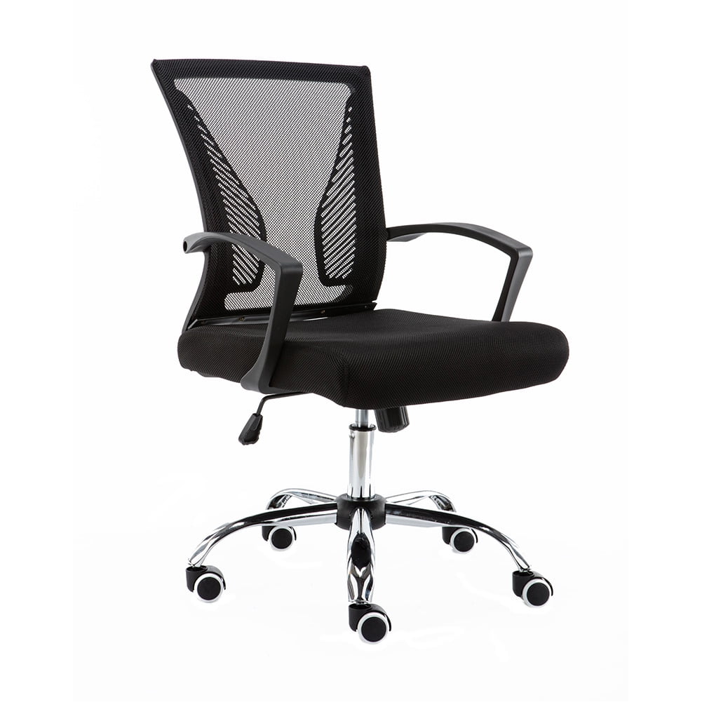 Modern Home Zuna Mid-Back Office Task Chair - Ergonomic Back Supporting Mesh Back Desk Chair (Black/Black)