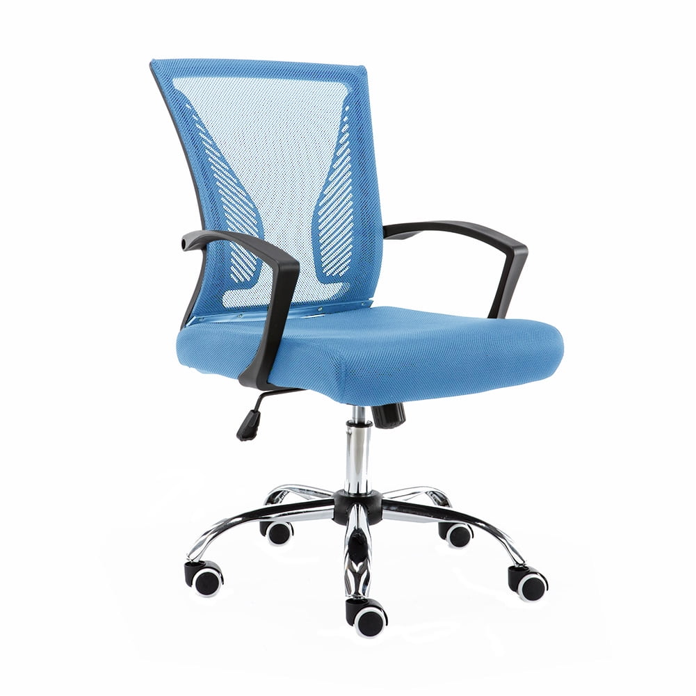 Modern Home Zuna Mid-Back Office Task Chair - Ergonomic Back Supporting Mesh Back Desk Chair (Black/Blue)