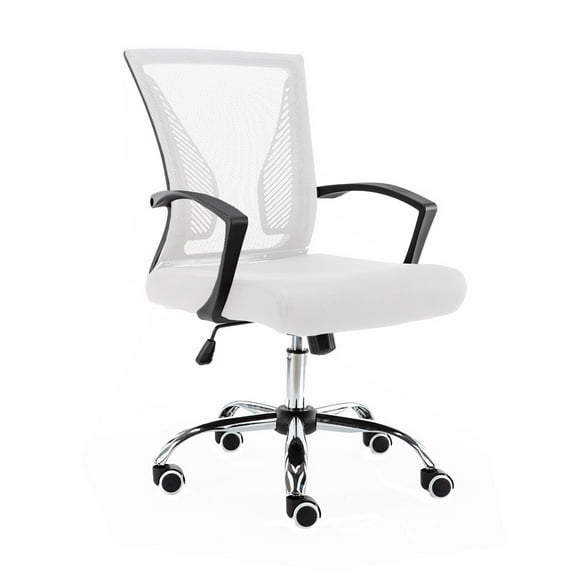 Modern Home Zuna Mid-Back Office Task Chair - Ergonomic Back Supporting Mesh Back Desk Chair (Black/White)