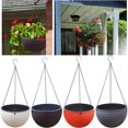 thumbnail image 1 of Modern Honeycomb Embossed Resin Hanging Planter for Indoor Outdoor Plants, Self Watering Hanging Basket Plant Flower Pot, Flower Planter Pot with Drainer and Chain, 1 of 6