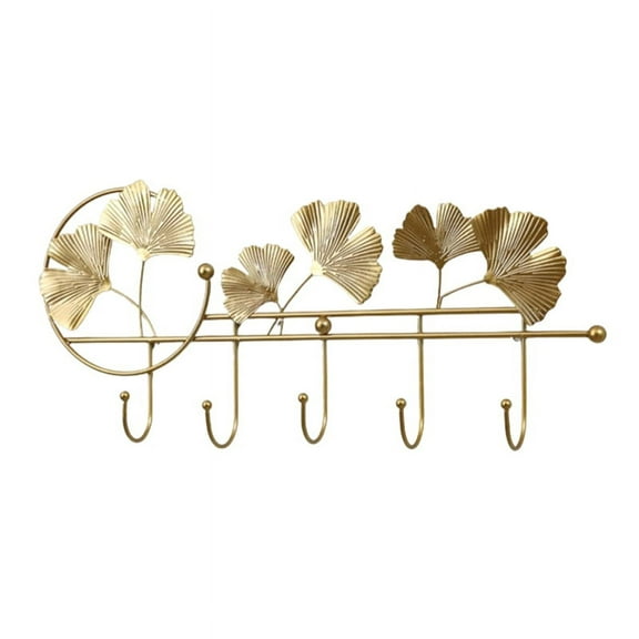 Modern Hook Up Fan-Shaped Leaf Hook Key Holder Wall Hooks Hanging Leaves Bathroom Wall Hook Decorative Minimalist Home-C iron Gold