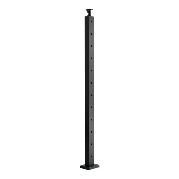 Modern Horizontal Cable Railing Post Set of 4 | 2x2 Inch Black Powder-Coated Stainless Steel Posts | Pre-Drilled for Easy Installation on Wood or Composite Decks
