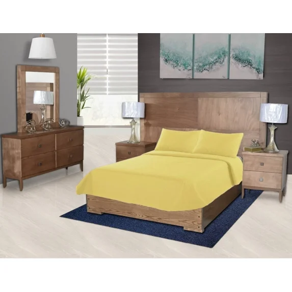 Modern Hotel Collection Nena Reversible Quilt Coverlet Set, Solid Color, Queen Size Canary Yellow