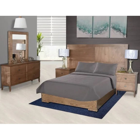 Modern Hotel Collection Nena Reversible Quilt Coverlet Set, Solid Color, Queen Size Dark Gray