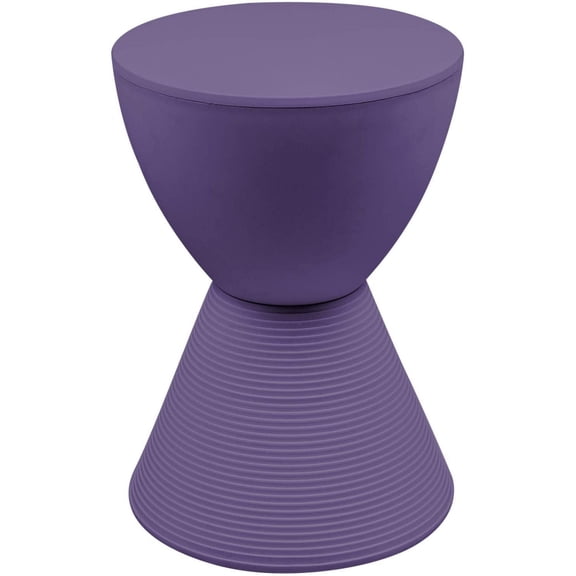 Modern Hourglass Purple Side Table - ABS Shell Drum End Table with Storage for Indoor & Outdoor Use