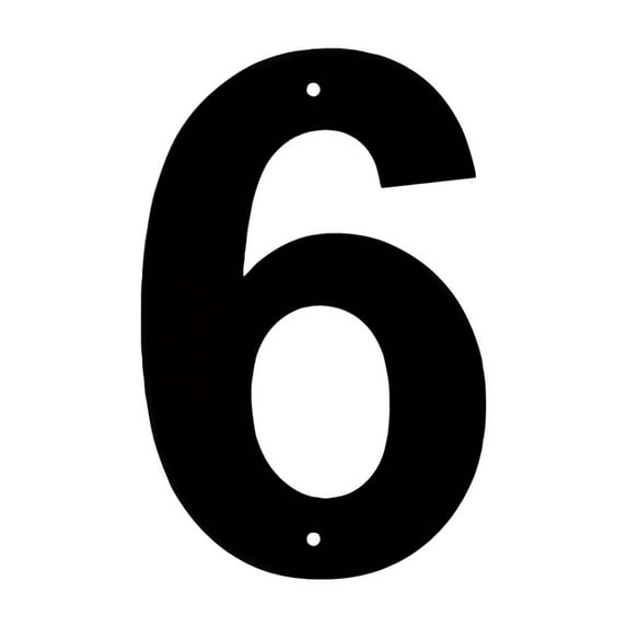 Modern House Address Number 6, Metal Home Number Plate For Exterior Decoration, Metal Construction, Weather Resistant Coating, Easy To Install With Nails, Suitable