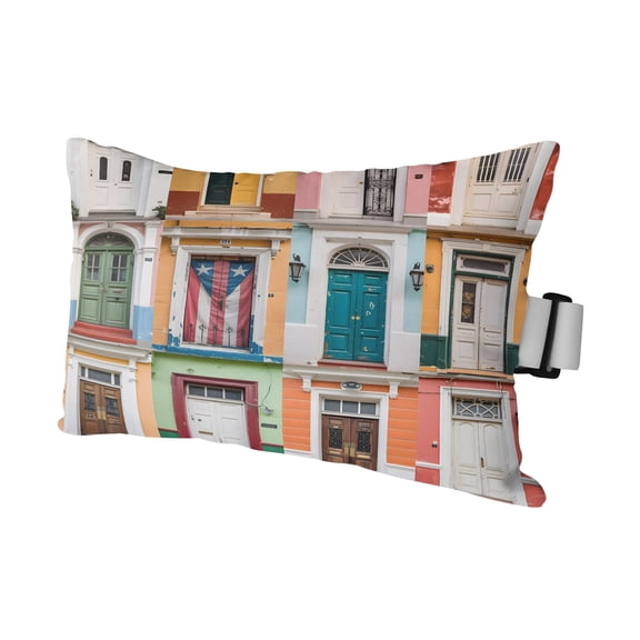 Modern House Door Close-up Art Outdoor Pillow for Chaise Lounge Chair,Classic Architecture Doors Waterproof Headrest Lumbar Pillows with Insert&Elastic Strap for Patio Pool Garden Chairs Decor,1 Pack