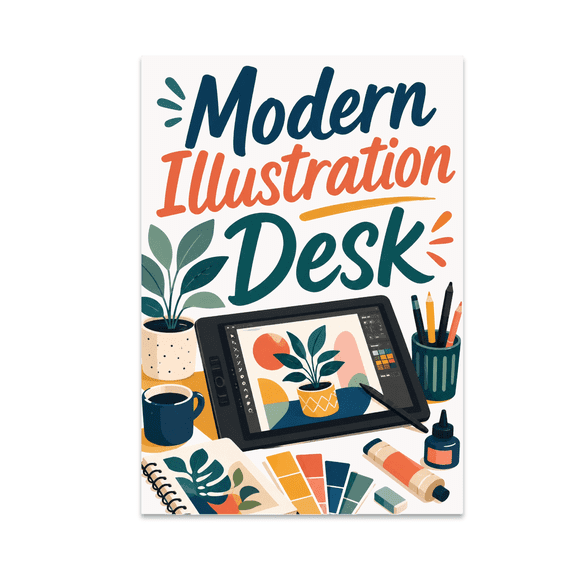 Modern Illustration Desk - Digital Illustrator - 13x19 Poster Print