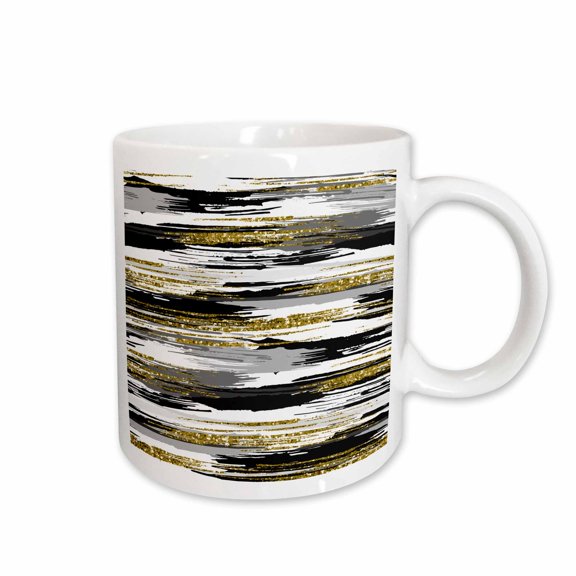 3drose, Modern Image of Paint Brush Strokes with Image of Gold Glitter, 11oz Mug