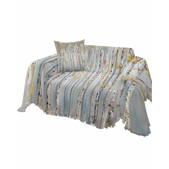 Modern Impressionist Tree Sofa Couch Covers for Dog,Washable Sectional Couch Slipcovers for Loveseat with Tassels,Abstract Oil Painting Yellow Gray Non Slip Sofa Throw Cover Blanket Large 71x102