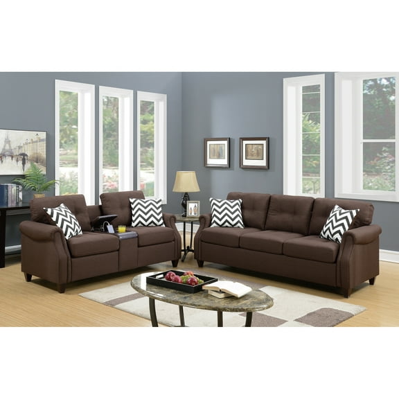 Modern In Dark Coffee With Armrest Cushions And Pillows Living Room Furniture Pattern