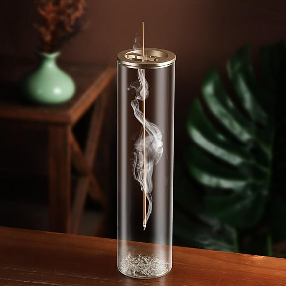 Modern Incense Burner with Detachable Ash Catcher, No Scatter Design forRooms Churches Gifts, Clear