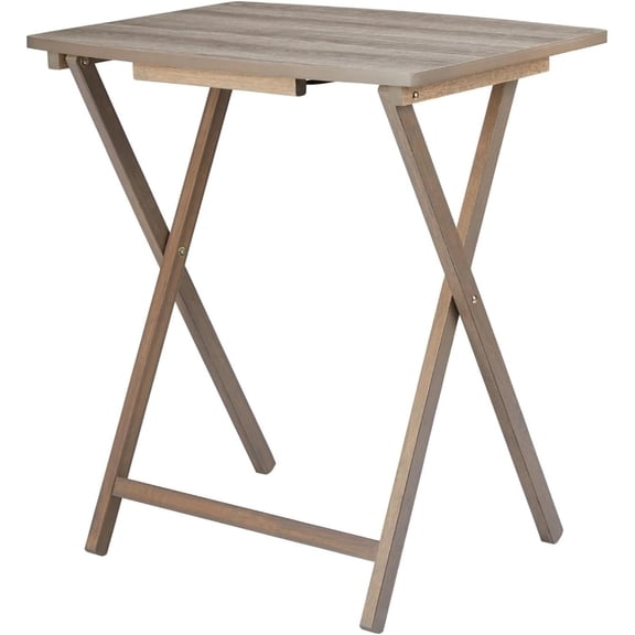 Modern Indoor Folding XL Oversized Tray Table in Rustic Gray L23.5 x W18 x H26 inches.