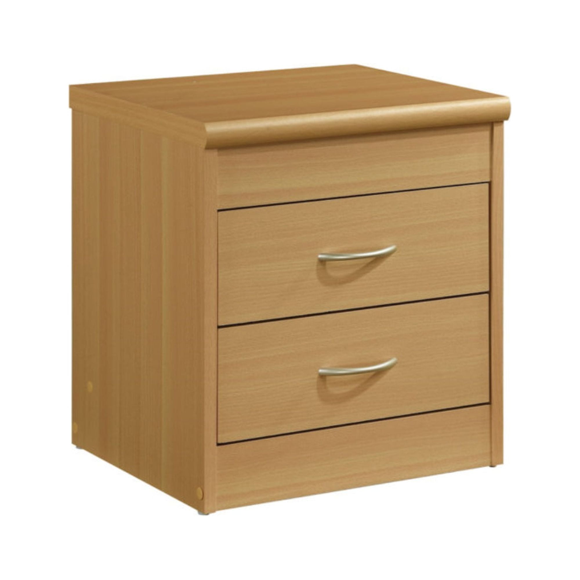 Beech 2-Drawer Engineered Wood Nightstand
