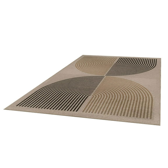 Modern Indoor Outdoor Rug, Washable Non- Low Pile Geometric Carpet for Patio, Entryway, Living Room, and Kitchen, Boho Farmhouse Area Rug, 23.6"x15.7"