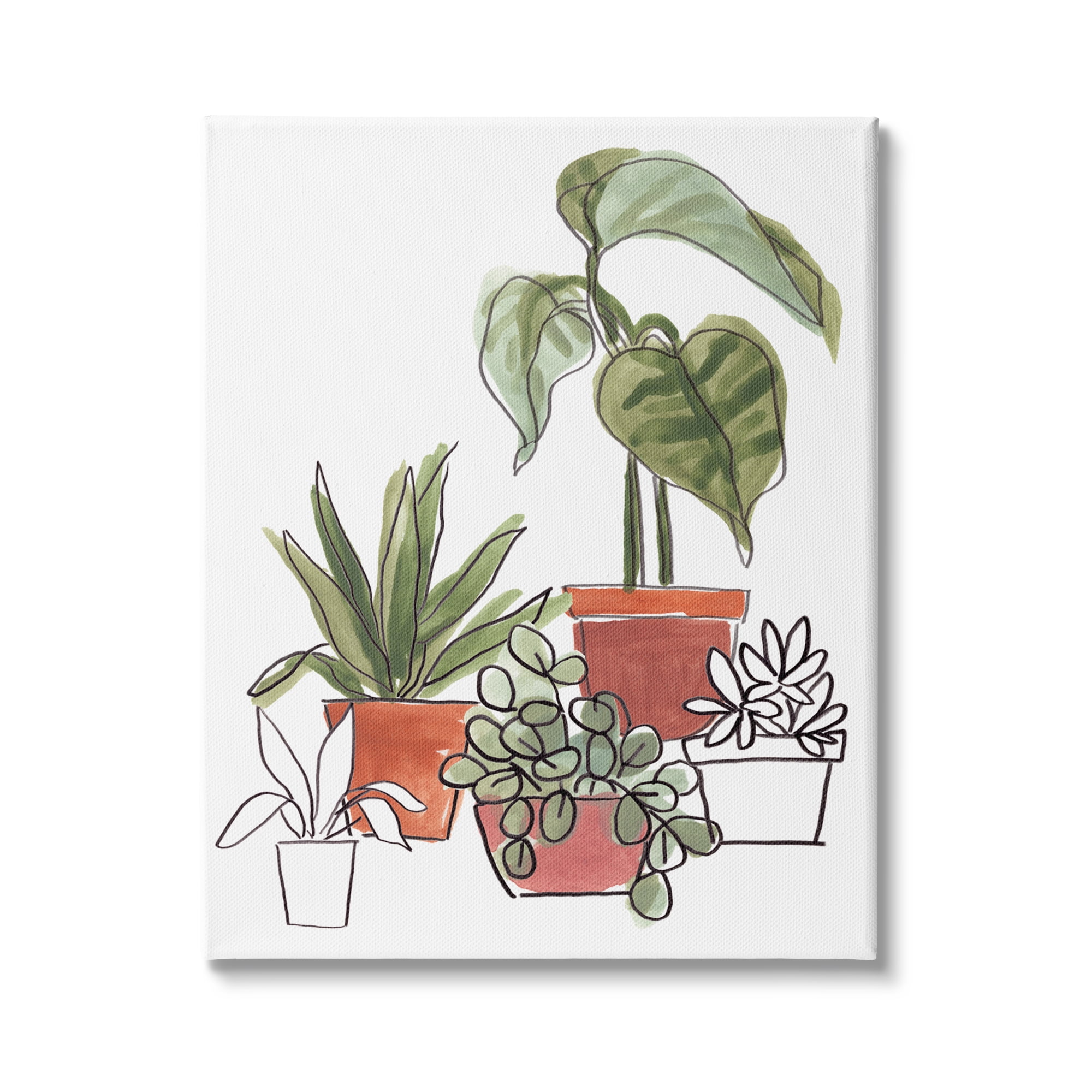 Modern Indoor Plant Still Life Abstract Green Palms 36 in x 48 in Painting Canvas Art Print, by Stupell Home Décor