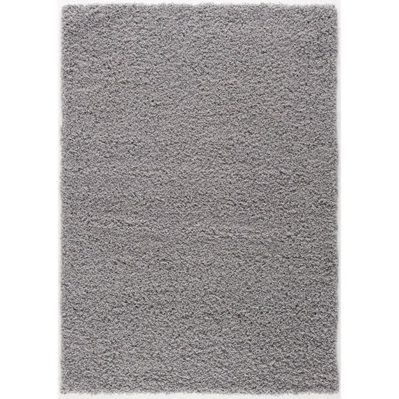 Modern Indoor Rectangular Carpet, Pad, Mat Yara Grey Shag 4' x 6' Rug
