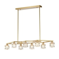 Modern Industrial 8-Light Chandelier for Dining Room Kitchen Farmhouse Entryway Living Room, Matte Gold Metal Ceiling Light Fixture with 8 G9 Bulbs Included