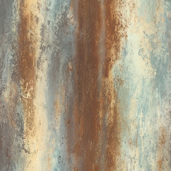 Modern Industrial Abstract Rust Teal Textured Painting Weathered Vertical Wall Mural 17.7in x 9.8ft Self Adhesive Removable Wall Paper Renter Friendly Wallpaper for Bedroom Cabinets