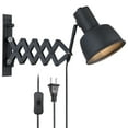 thumbnail image 1 of Modern Industrial Black Plug in Wall Sconces, Vintage Swing Arm Wall Lamp for Living Room, 1 of 5