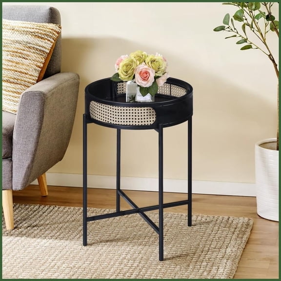 Modern Industrial Coffee Table with Wooden Top & Metal Legs, Sturdy & Cozy for Bedroom/Living Room