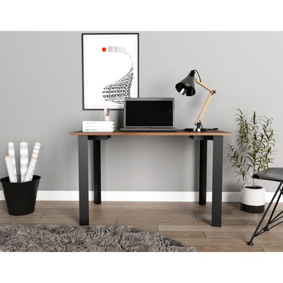 Modern Industrial & Comfortable Workspace - Spacious Rectangular Computer Desk for Office Use