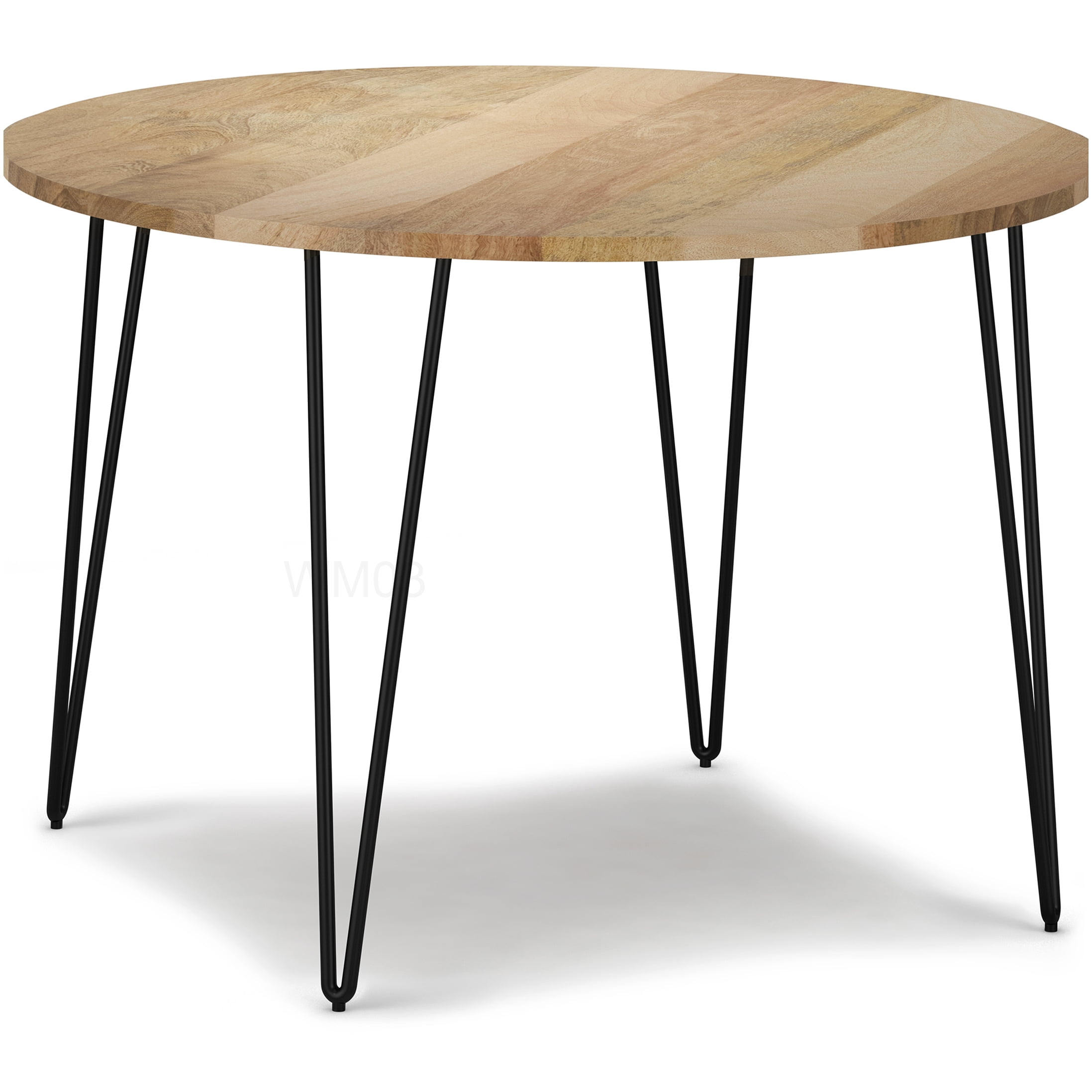 Modern Industrial Dining Table, 45 Inch Round Natural Wood Table with ...