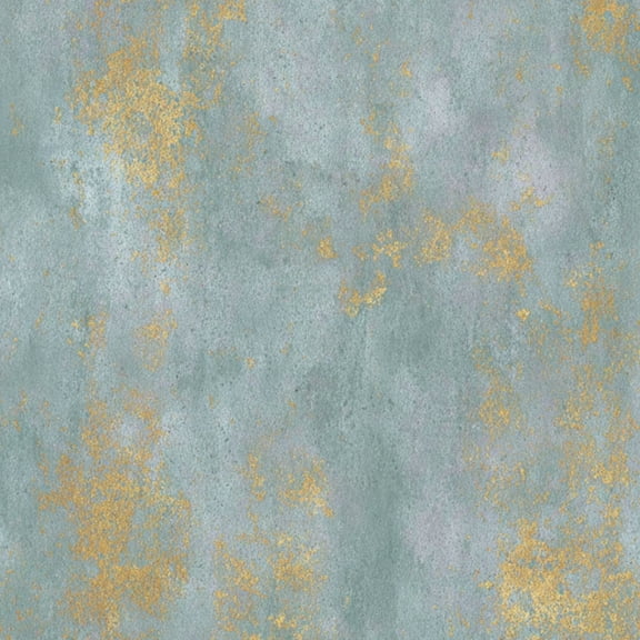 Modern Industrial Peel and Stick Wallpaper Teal Gold Abstract Distressed Grunge Texture Wall Mural 23.6in x 9.8ft Removable Wall Paper Renter Friendly Wallpaper for Bedroom Cabinets