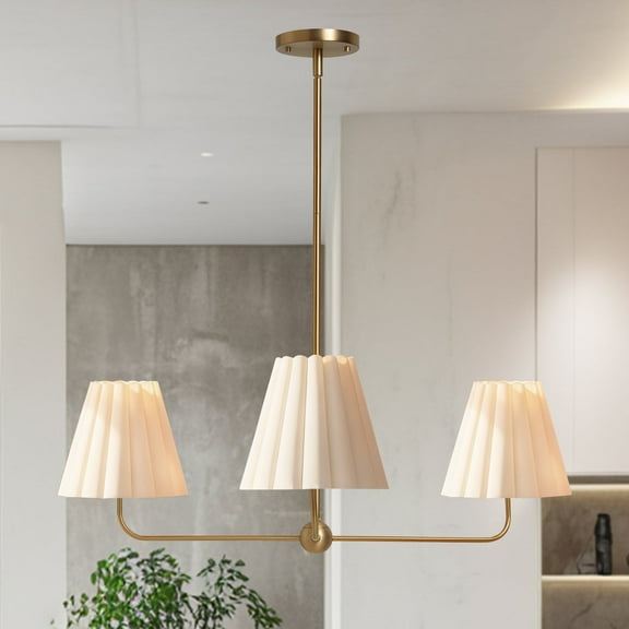 Modern Industrial Pendant Lights, 3 Lights Linear Chandelier, Dining Room/Kitchen Light Fixture with White Linen