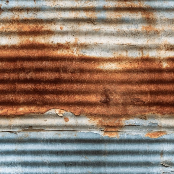 Modern Industrial Rusted Corrugated Metal Texture Weathered Blue Brown Wall Mural 17.7in x 9.8ft Self Adhesive Removable Wall Paper Renter Friendly Wallpaper for Bedroom Cabinets