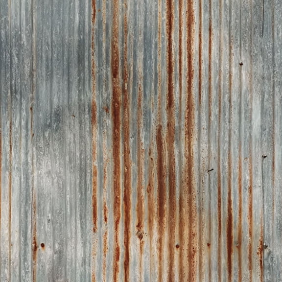 Modern Industrial Rusty Corrugated Metal Texture Vertical Rust Streaks Wall Mural 17.7in x 9.8ft Self Adhesive Removable Wall Paper Renter Friendly Wallpaper for Bedroom Cabinets