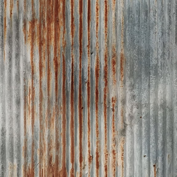 Modern Industrial Rusty Corrugated Metal Texture Weathered Gray Orange Patina Wall Mural 17.7in x 9.8ft Self Adhesive Removable Wall Paper Renter Friendly Wallpaper for Bedroom Cabinets