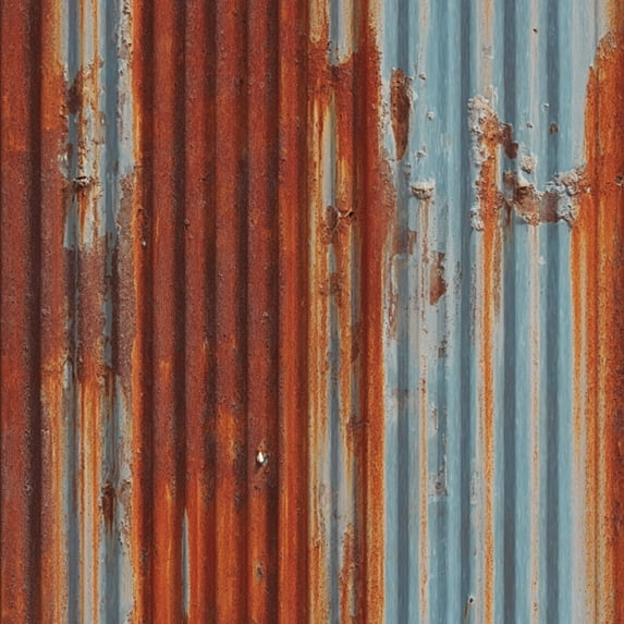 Modern Industrial Rusty Corrugated Metal Wall Texture Blue Orange Weathered Wall Mural 17.7in x 9.8ft Self Adhesive Removable Wall Paper Renter Friendly Wallpaper for Bedroom Cabinets